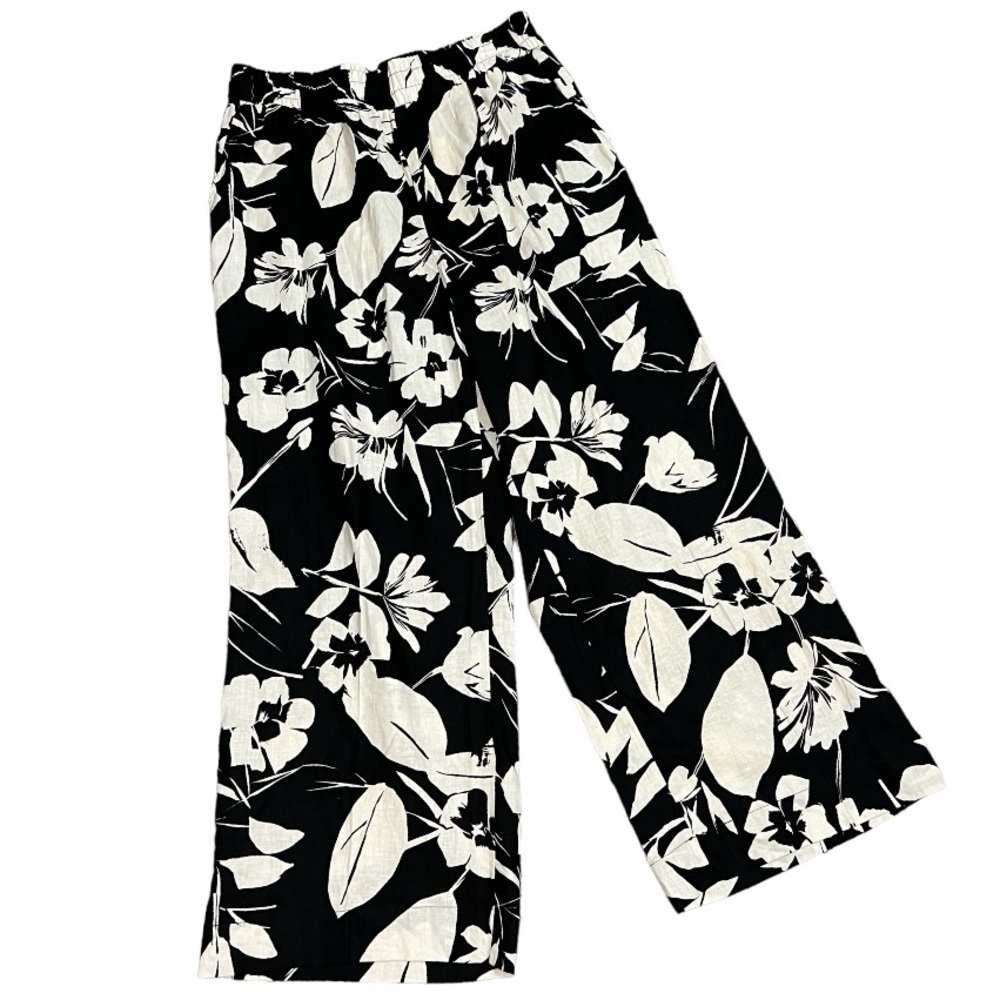 NWT Panama Jack Black and Cream Linen Wide Leg Pants